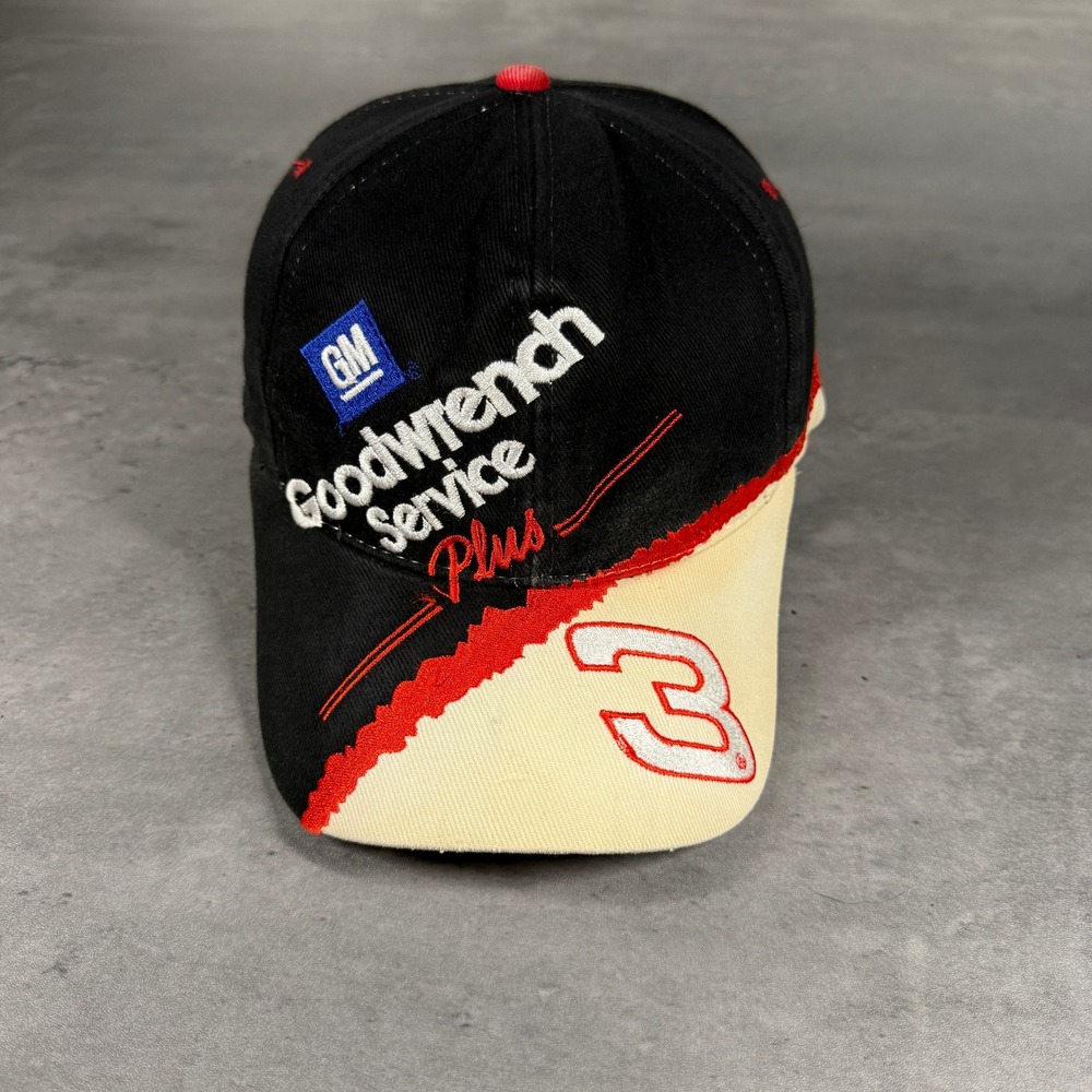 Vintage GM Goodwrench Dale Earnhardt Snapback Hat Black White Red‎ Racing Faded
